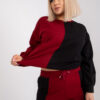 Vínovo-černý bavlněný plus size komplet Amishi – ADORA