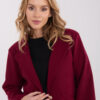 Vínový kabát MODA ITALY s ozdobným knoflíkem – QUAERIA
