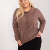 Hnědá plus size mikina HOODELIA s kapsou