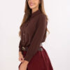 Hnědá košile ITALY MODA s ozdobnými knoflíky – DARIELLA
