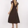 Hnědé midi šaty CASSIANE s výstřihem do V