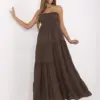 Hnědé bandeau maxi šaty DIANORA