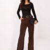Hnědé manšestrové kalhoty s páskem – HIRISSA