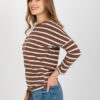 Bílo-hnědý pruhovaný top BROWNSTRIPE