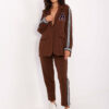 Hnědý casual komplet s lampasy RUE PARIS – VIORENNE