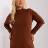 Hnědý plus-size svetr PRANVERA s ozdobnými zipy