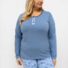 Šedomodré bavlněné pyžamo SYNNØVE plus size s růžemi
