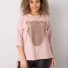 Světle růžový plus size top HERMELIS s aplikací