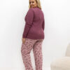Tmavě růžové bavlněné pyžamo GIUSEPPA plus size s kapsičkou