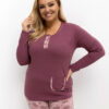 Tmavě růžové bavlněné pyžamo GIUSEPPA plus size s kapsičkou