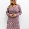 Tmavě růžová plus size noční košile KADRIE s květinovým potiskem