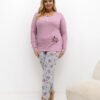 Tmavě růžové bavlněné pyžamo FILIZ plus size s blůzou a kalhotami