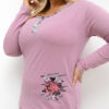 Tmavě růžové bavlněné pyžamo FILIZ plus size s blůzou a kalhotami