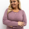 Tmavě růžové bavlněné pyžamo ROZÁLIA plus size s knoflíčky u výstřihu
