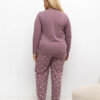 Tmavě růžové bavlněné pyžamo ROZÁLIA plus size s knoflíčky u výstřihu