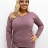 Tmavě růžové bavlněné pyžamo ROZÁLIA plus size s knoflíčky u výstřihu