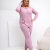 Tmavě růžové pyžamo PHYLLIS plus size s puntíky