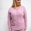 Tmavě růžové pyžamo PHYLLIS plus size s puntíky