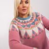 Tmavě růžový plus-size svetr SNJEŽANA s plastickým vzorem