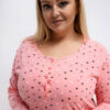 Broskvová plus size noční košile MARICICA s puntíky