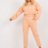 Broskvový plus size basic komplet s kalhotami – CYRENE