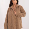 Camel košilová bunda z bouclé úpletu RUE PARIS – QYRAYRA