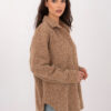 Camel košilová bunda z bouclé úpletu RUE PARIS – QYRAYRA
