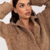 Camel košilová bunda z bouclé úpletu RUE PARIS – QYRAYRA