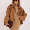Camel bomber bunda s imitací semiše – XIRALYA