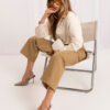 Camel wide-leg kalhoty s páskem – MAVORA