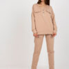 Camel casual komplet s knoflíky – AZARIA
