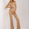 Camel pruhovaný casual komplet – LYSANDRA