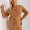 Velbloudí plus-size kardigan BRONISLAVA s kapsami