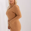 Velbloudí plus-size kardigan BRONISLAVA s kapsami