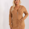 Velbloudí plus-size kardigan BRONISLAVA s kapsami