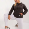 Tmavě khaki bavlněná mikina plus size s kapucí – KARENA
