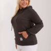 Tmavě khaki bavlněná mikina plus size s kapucí – KARENA