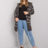 Tmavě khaki plus size pelerína WENONA Parma s potiskem
