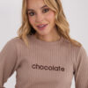 Tmavě béžový žebrovaný top CHOCOLIS