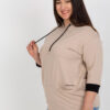 Tmavě béžová plus size mikina NOVELLA s kapucí a kapsami