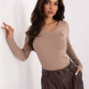 Tmavě béžový top AMARELLE se srdíčky