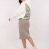 Tmavě béžová žebrovaná úpletová midi sukně s vlnou – VELALIA