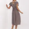 Tmavě béžové volánové midi šaty BELEN
