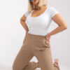 Tmavě béžové bavlněné tepláky Banni plus size – GRAELIA