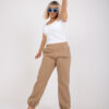 Tmavě béžové bavlněné tepláky Banni plus size – GRAELIA