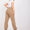 Tmavě béžové bavlněné tepláky Banni plus size – GRAELIA