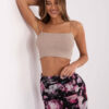 Tmavě béžový asymetrický crop top LIVIANORA