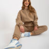 Tmavě béžový plus size komplet s kapucí – CYRENE