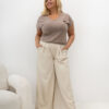 Tmavě béžové plus size tričko KALYRA s výšivkou