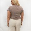 Tmavě béžové plus size tričko KALYRA s výšivkou